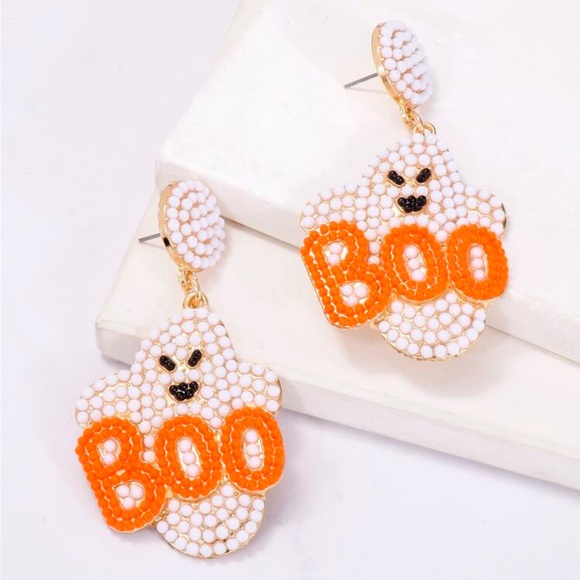 NWT Boo Ghost Earrings - Barbiecore Pink and Halloween Orange - Picture 2 of 9